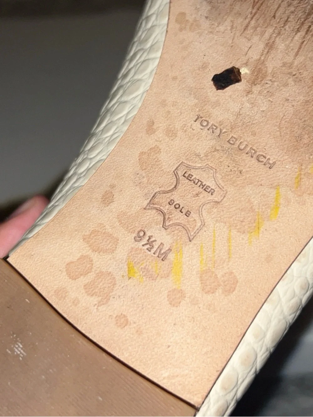 Tory Burch Cream Croc-Embossed Leather Georgia Flat